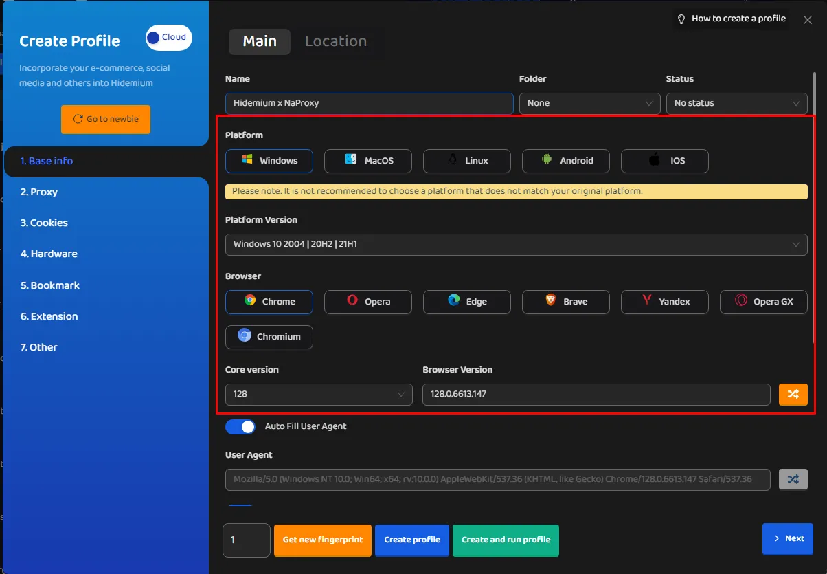 Tích hợp NaProxy và Hidemium